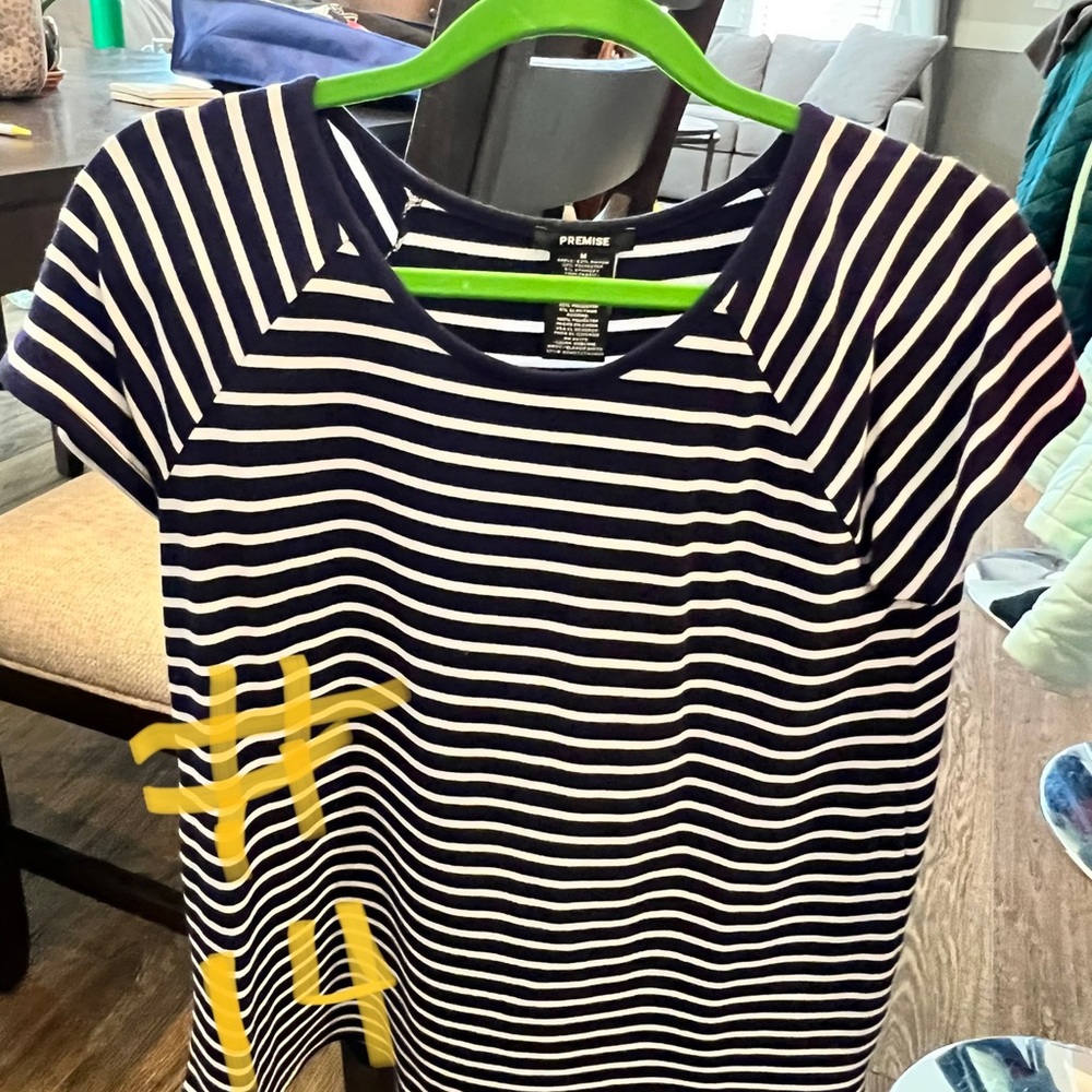 NWOT (Washed, never worn) Premise M Navy Stripe Tee
